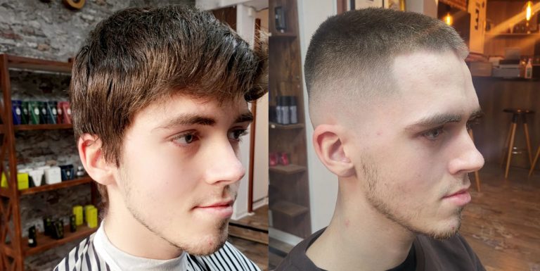 Før og efter: skin fade hos Starco Barber på Vesterbro
