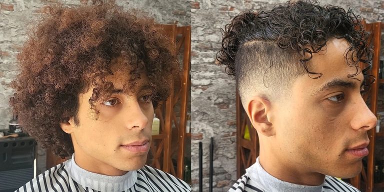 Før og efter: fade med krøllet top hos Starco Barber på Vesterbro
